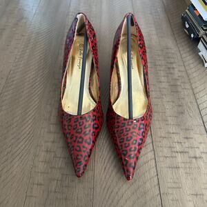 Red and Black Leopard Pointed Toe Heels Pumps Size 10